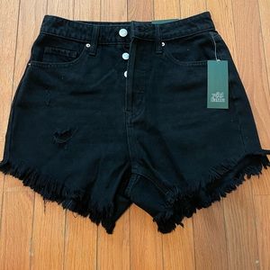 High Rise Black Denim Shorts